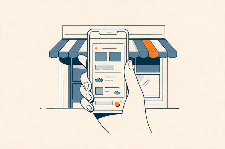 Un canal de commande qui part du restaurant vers le téléphone du client.