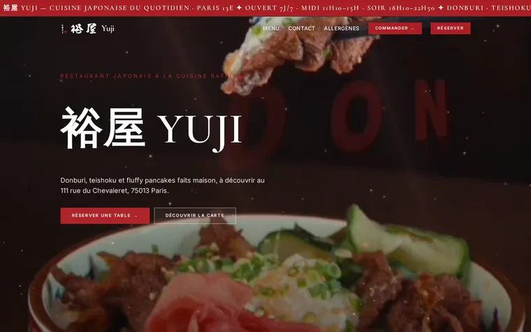 La page d’accueil de yuji.fr, sur ordinateur et sur téléphone.